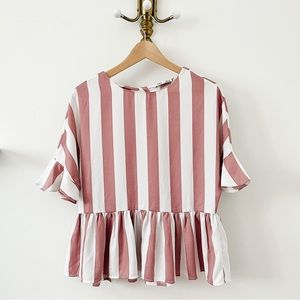 DEX Striped Peplum Top